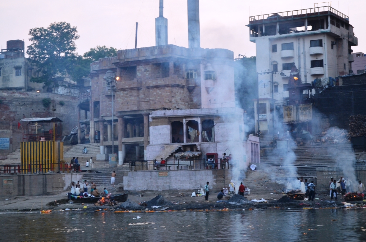 Steps of Varanasi ghat leading down to the Ganges
