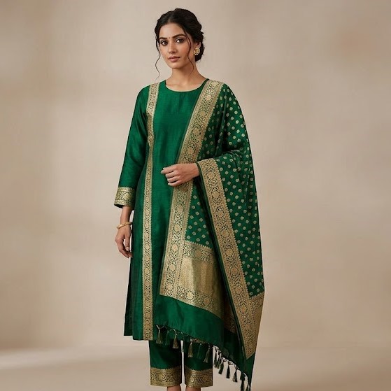 Contemporary Banarasi Silk Suit Set