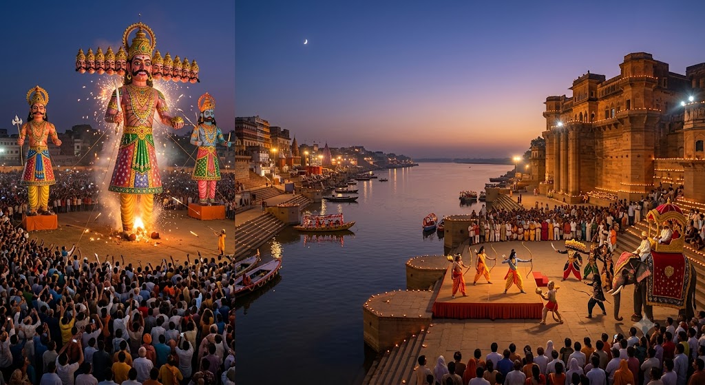 The dramatic burning of the Ravana effigy on Dussehra