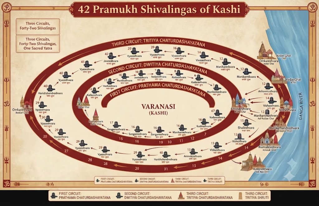 The 42 Pramukh Shivalingas of Kashi Circuit Map banner
