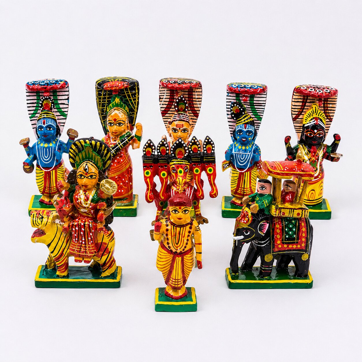 Handcrafted colorful wooden toys
